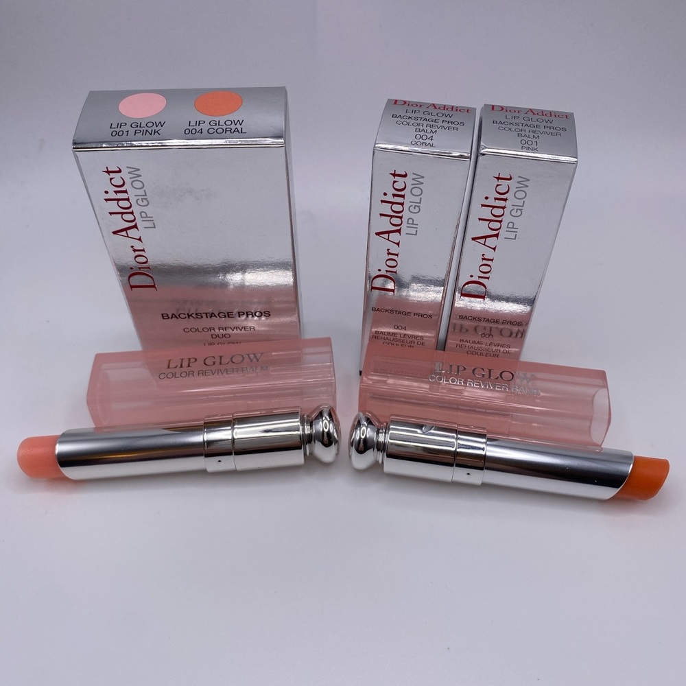 Dior Addict Lip Glow Lipstick Two Shades Set 001 Pink and 004 Coral NEW - SEALED
